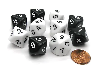 Set Of 10 D10 16mm Inverse Dice - 5 Each Of Black And White • $7.58