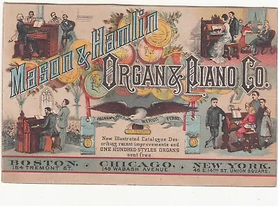 Mason & Hamlin Organ & Piano Co G R Hoagland Hazelton Herbert Hinds Card C1880s • $7.95