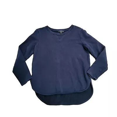  J. Crew Womens Crewneck Sweatshirt Size Small Navy Blue Cotton Side Slits • $12