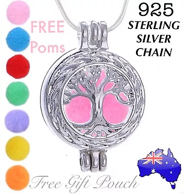 Tree Of Life Essential Oil Diffuser Locket 925 Sterling Silver Chain Necklace  • $9.05