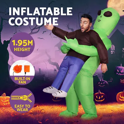 Inflatable Green Alien Costume Adult Suit Blow Up Party Dress Halloween Cosplay • $32.95