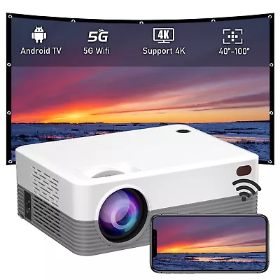 4K UHD Beamer Smart 5G WiFi Android TV Bluetooth Projector Home Theater Movie US • $73.99