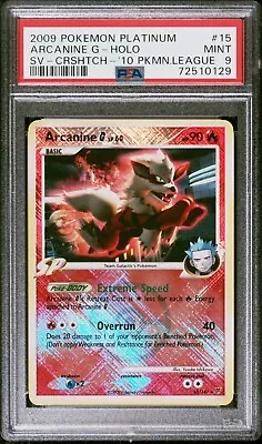 2009 Pokemon Platinum Arcanine G - Holo League Crosshatch Promo #15 PSA 9 Mint • $33.99