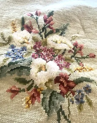 Vintage Needlepoint Floral Calla Lilly  Tapestry Canvas 18” Unframed • $24.99