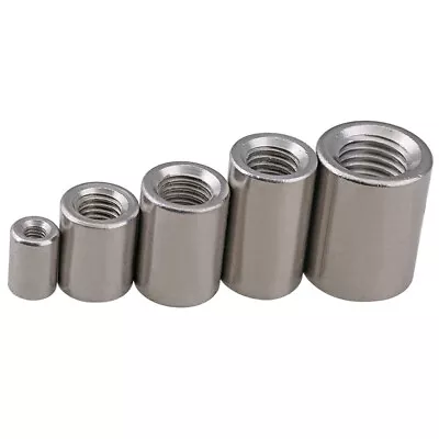 £2.82 • Buy 304 Stainless Female Threaded Round Sleeve Rod Bar Stud Connector Nuts M3-M16