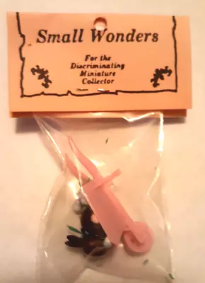 Vintage Miniature SMALL WONDERS Chocolate Easter Bunny In Pink Wheelbarrow - NOS • $8.99