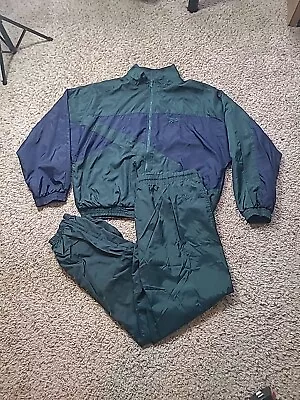 Vintage Reebok Blue Green Full Zip Windbreaker Track Suit Set  Size XL  • $49.99