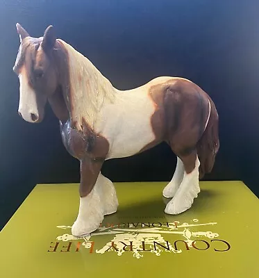 Cob Horse Ornament Piebald Brown & White Figurine - Gypsy Cob Horse Statue • £19.99