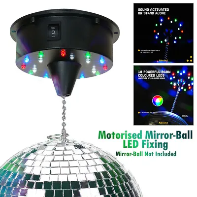 £23.99 • Buy BeamZ  Mirror Glass Disco Party DJ Prom Glitter Ball Battery Motor 18 LED Lights