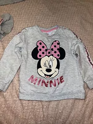 Disney Minnie Mouse Jumper Girls Grey 18-24 Moths • £2