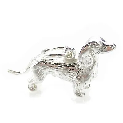 Dachshund Dog Sterling Silver Charm .925 X 1 Sausage Dogs Charms • $25.28