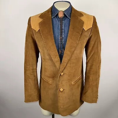 Pioneer Wear Western Jacket Blazer Cowboy Sport Coat Corduroy Vtg 70s Mens 44 L • $79.99