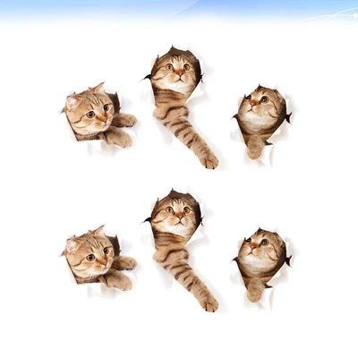 £8 • Buy  2 PCS Cute Cat Emoticons Wall Stickers Mural Removable Wallpaper