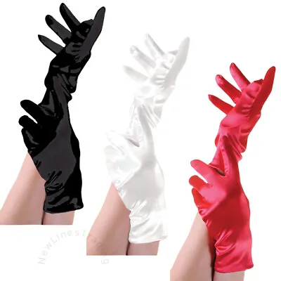 £6.99 • Buy Ladies Short Wrist Gloves Smooth Satin For Party Dress Prom Evening Wedding