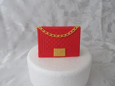 Edible Handmade Fondant Handbag Cake Topper Sugar Paste Decoration (Red) • £17.99