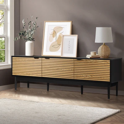 $179.90 • Buy Oikiture TV Cabinet Entertainment Unit Stand Storage Three Door 160CM