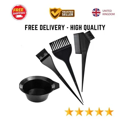 Set Of 4 Pcs Hair Dye Kit | Colouring Bleaching Mixing Bowl And Brush Set Comb • £5.50