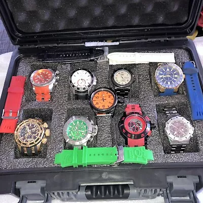 Lot Of 9 Invicta Watch’s With Case And  Extra Bands • $299.99