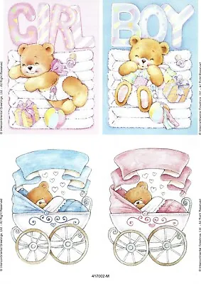 £3.95 • Buy 4 X Baby Boy & Girl Designs A5 Decoupage Pyramide Sheet - Pack Of 7 Sheets (S)