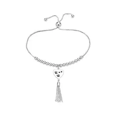 Pori Jewelry 925 SS Hand Print W/Tassel Charm Adjustable Beaded Bolo Bracelet • £23.74