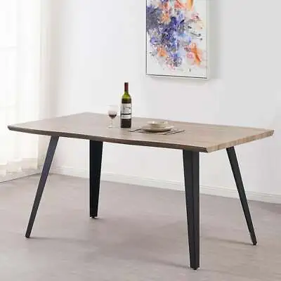 Modern Dining Table Oak Or Walnut Effect With Wave Edge Design | 4 Or 6 Seater • £299