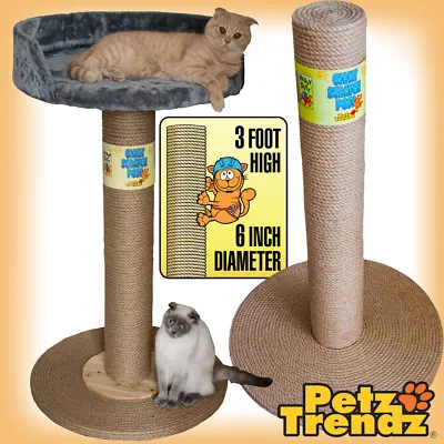 £39.99 • Buy Cat Scratch Post 100% Sisal Rope Giant 3 Foot! (with Or Without Bed) PetzTrendz®
