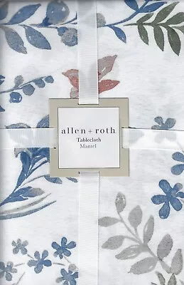 Floral Tablecloth 60 X 84 Rectangle Blue Pink Flowers Leaf Print Allen + Roth • $20