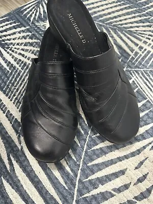 Michelle D Black Leather Mules Size 9.5 • $5.99