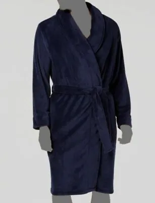 $42 Club Room Men's Blue Soft Plush Fleece Robe Lounge Sleepwear Robe One Size • $11.58