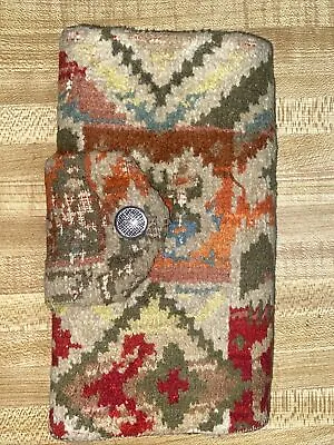 Vintage Floral Carpet Bag Tapestry Wallet Floral Green Red Chenille Damask • $19