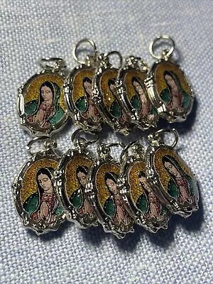 Virgin Mary Virgen  De Guadalupe Religious Medal Pendant Charm | Silver Tone • $13.99