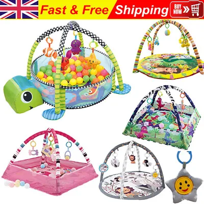 Turtle Baby Gym 3 In 1 Activity Play Floor Mat W/Ball Pit & Toys Playmat Playpen • £17.24