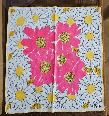 Vintage Vera Neumann Cotton Dinner Napkin PINK Retro 60's 70's DAISY Flower • $19.99