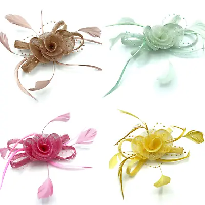 Ladies Feather Bead Clip Feather Fascinator Weddings Ladies Day Races Ascot • £10.99