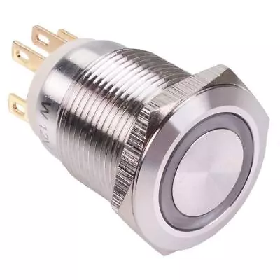 White LED On-(On) Momentary 19mm Vandal Resistant Push Switch • £4.59