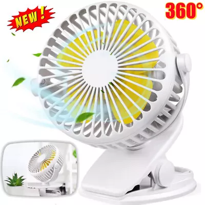 Grow Box Fan Clip Fan Rechargeable Table Fan Quiet Powerful 3 Speed Levels 360° • £10.89