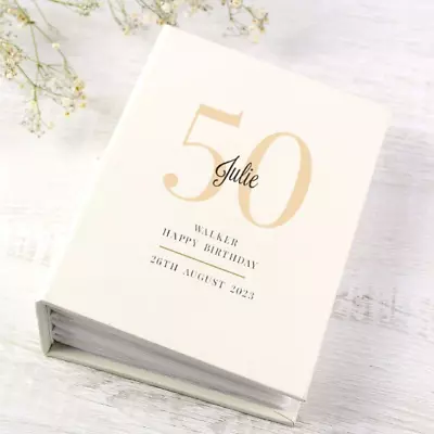 Personalised 50th Birthday Photo Album - 6x4 Age 50 Album With Sleeves • £17.99