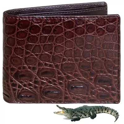 Brown Handmade Alligator Leather Bifold Wallet Luxury Money Holder RFID Blocking • $93.50