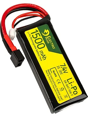 Electro River 7.4V 1500mAh 20C LiPo Block Battery; Deans • £19.99