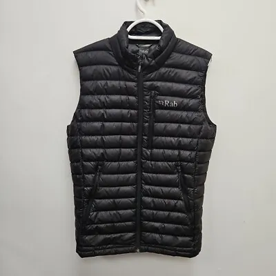 Rab Mens Microlight Down Puffer Vest Gilet Pertex Nikwax Black Size Small • £79.99