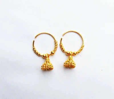 $14.84 • Buy 18k Gold Plated Hoop Earrings Indian Traditional Jhumki Jhumka New Women Jewelry
