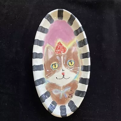 Hand Painted Ceramic Serving Tray” Cat”Design 11” X6”Original Design • $26