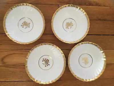 Set Of 4 Antique Mintons Saucers Gold Rose Pattern Perfect Condition • $14