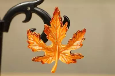 Vintage Costume Jewelry GERRYS Orange Enamel Maple Leaf Brooch Pin • $12.66