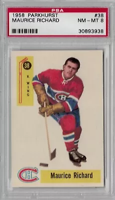 1958 1959 Parkhurst # 38 Maurice Richard PSA 8 Hockey Card • $4206.75