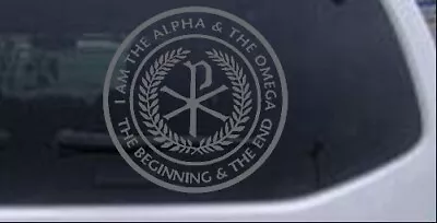 Chi Rho Monogram Alpha Omega Car Truck Window Decal Sticker Silver 4X4 • $5.10