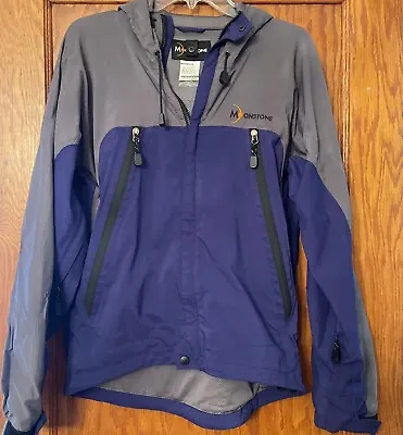 Moonstone Jacket Mens Small Zip Up Hooded Rain Purple & Gray Hooded • $24