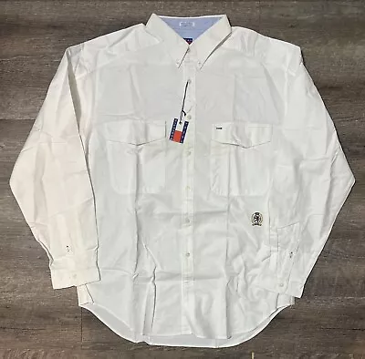 Vintage Tommy Hilfiger Shirt Mens Sz XL 90s Crest Logo White • $32