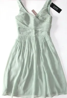 NEW J Crew Dusty Shale Green Heidi Dress Silk Chiffon Homecoming Prom Party Sz 0 • $45