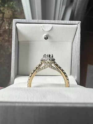 Gabriel & Co 14K Yellow Gold Marquise Halo Lab Created Diamond Engagement Ring • $1